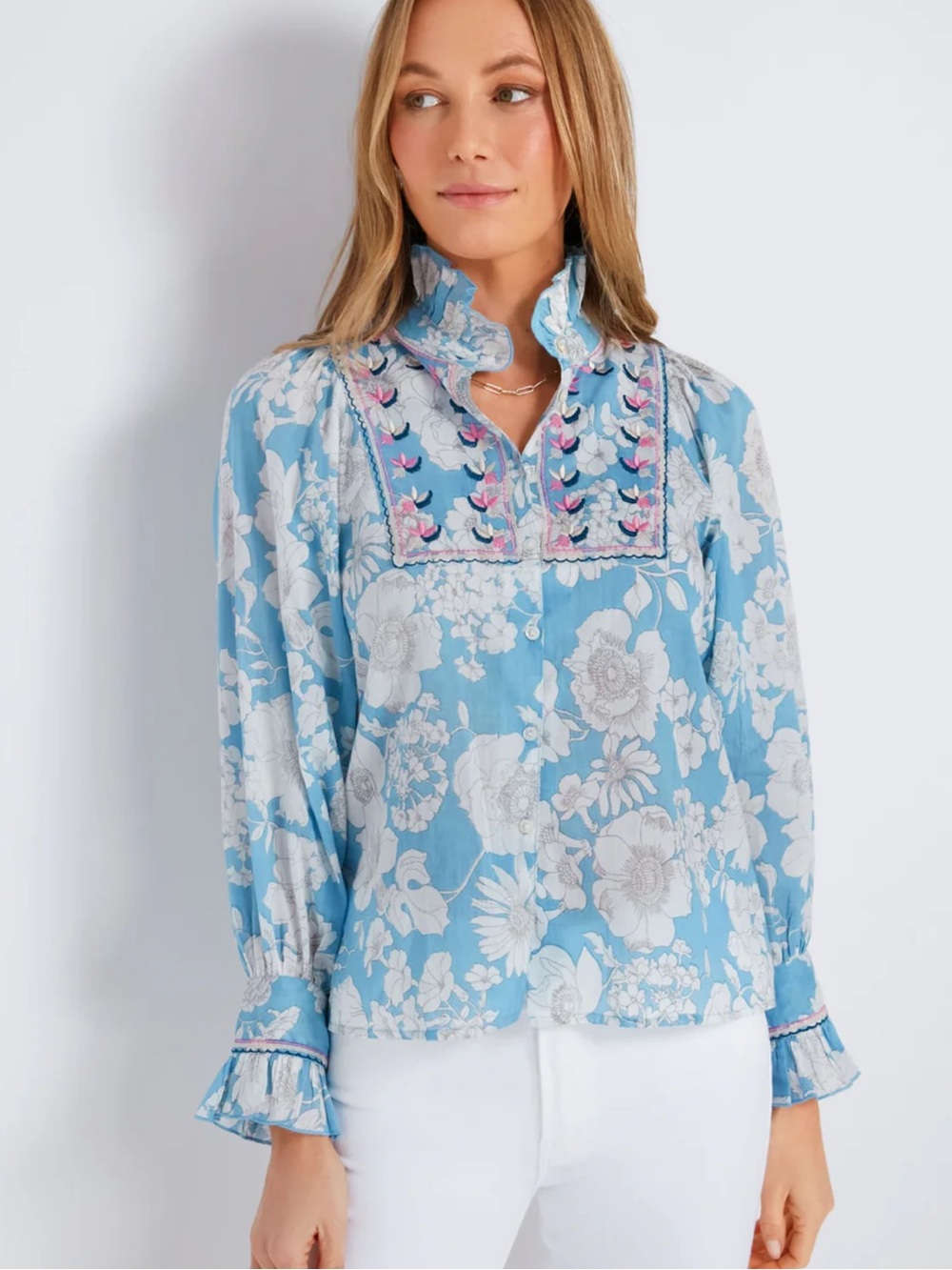 New Antik Batik Blue Peony Top